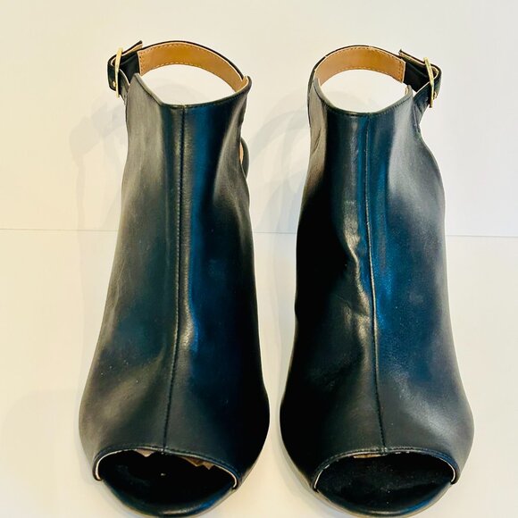 Old Navy Sling Back Peep Toe Stacked Heel Bootie in Black Size 10 - Picture 3 of 8